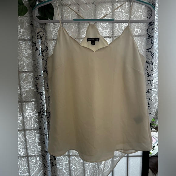 J. Crew Factory Ivory Scalloped Trim Adjustable Racerback Cami Women’s Size 2 - Picture 6 of 15